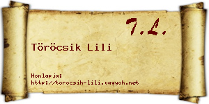 Töröcsik Lili névjegykártya